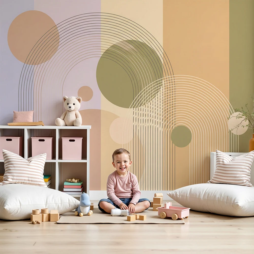 Dětské tapety do pokojíčku | Jemné geometrické vzory pastelové barvy