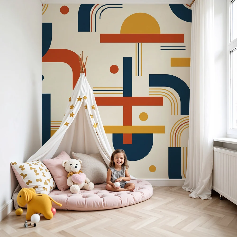 Dětské tapety do pokojíčku | Moderní geometrické vzory v pestrých barvách