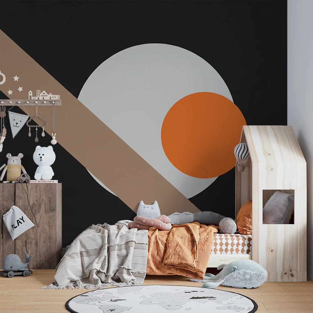 Dětské tapety do pokojíčku | Přísné geometrické tvary na černém pozadí
