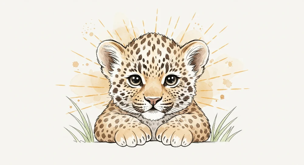 Dětské tapety | Roztomilý malý leopard s třpytivými detaily