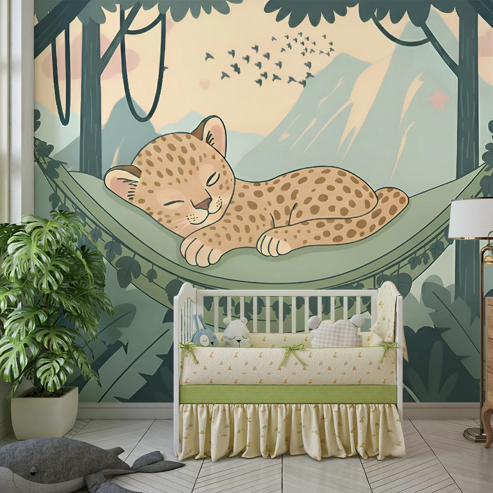 Dětské tapety | Spící leopard jemná džungle