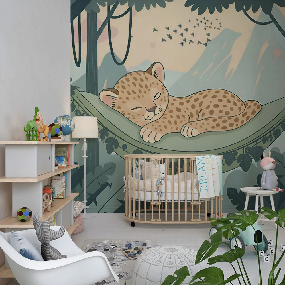 Dětské tapety | Spící leopard jemná džungle
