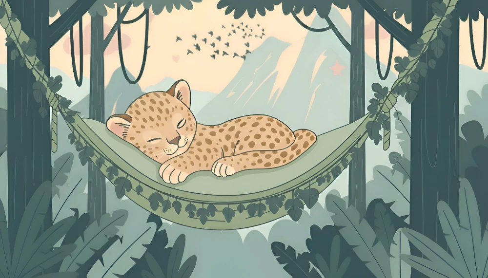 Dětské tapety | Spící leopard jemná džungle