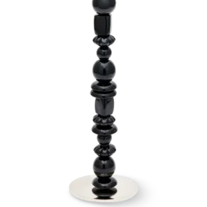 Jednoduchý svícen BEADS černý se stříbrnými prvky