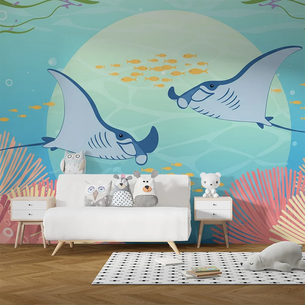 Kids room wallpaper | Barevné manty korály pod mořem