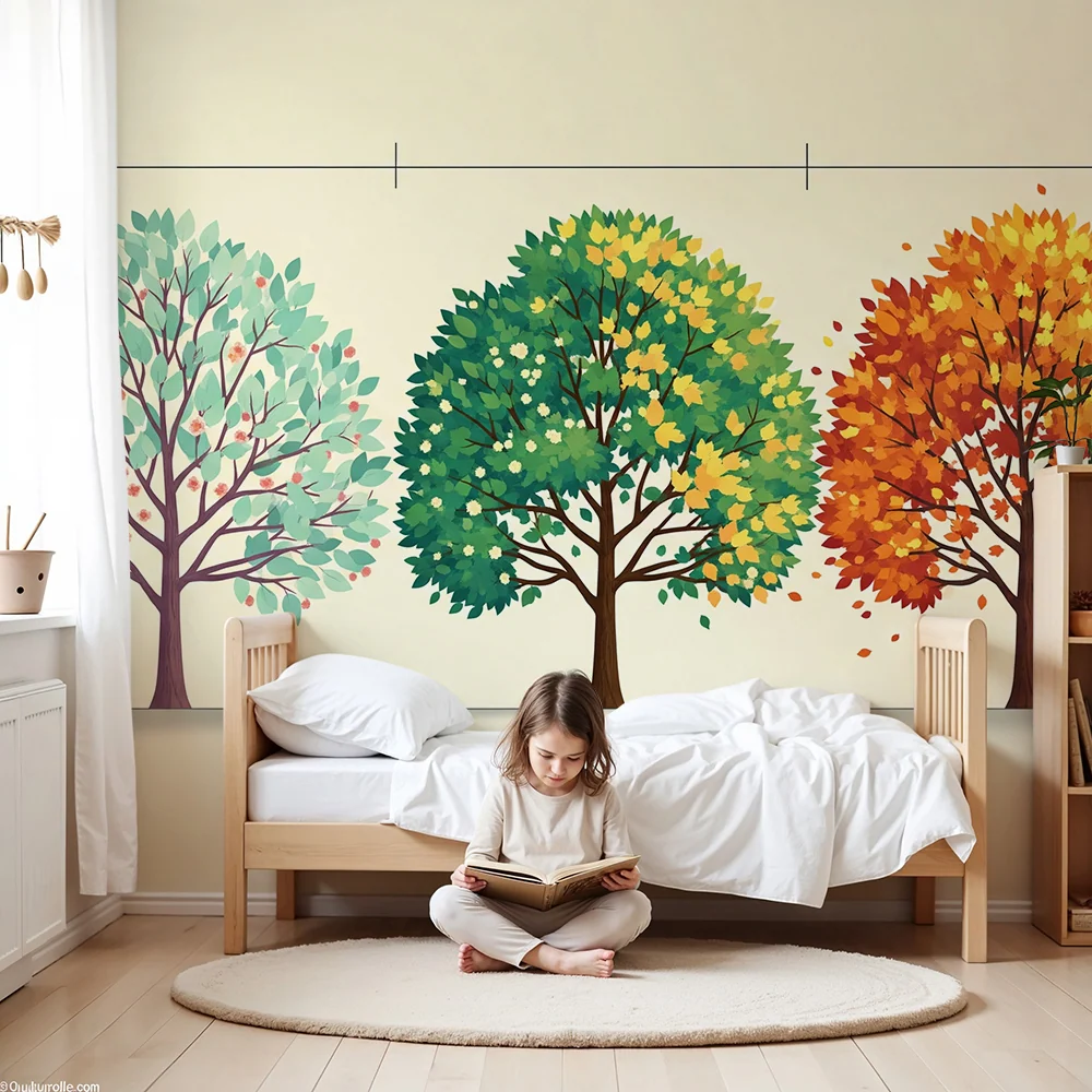 Kids room wallpaper | Barevné stromy během ročních období