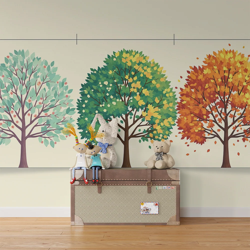 Kids room wallpaper | Barevné stromy během ročních období