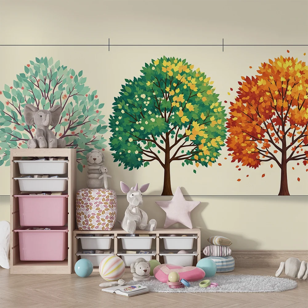 Kids room wallpaper | Barevné stromy během ročních období