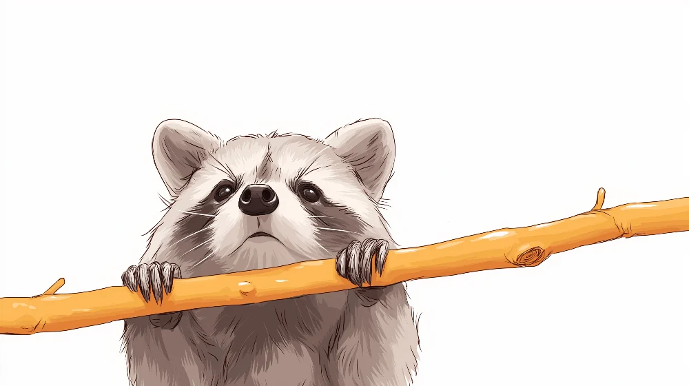 Kids room wallpaper | Curious raccoon on orange branch
