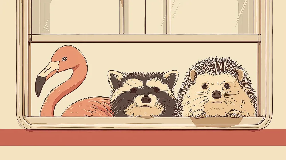 Kids room wallpaper | Cute animals at window