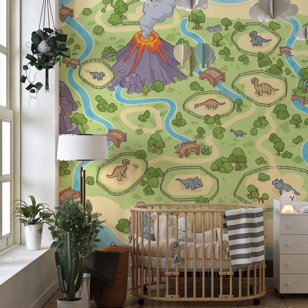 Kids room wallpaper | Dinosaur Island and Fantastic Landscapes