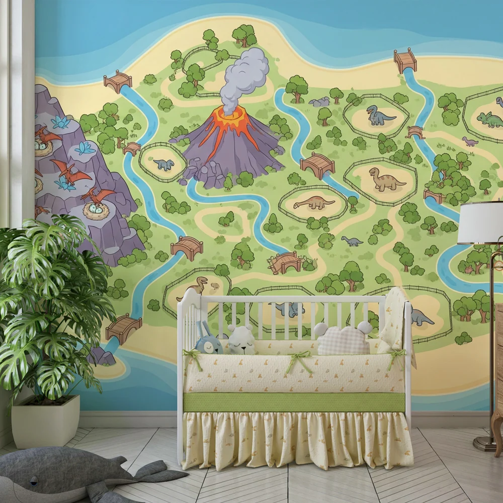 Kids room wallpaper | Dinosaur Island and Fantastic Landscapes