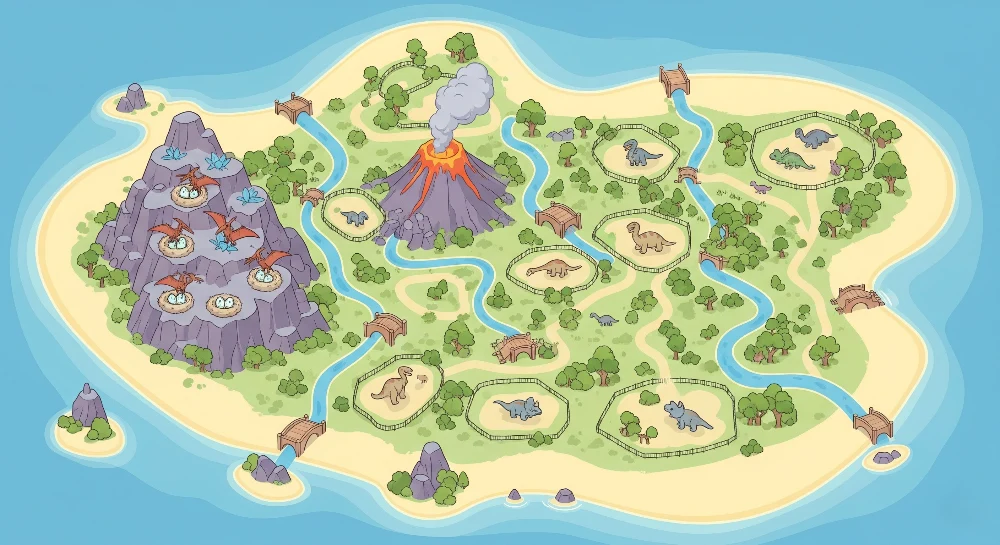 Kids room wallpaper | Dinosaur Island and Fantastic Landscapes