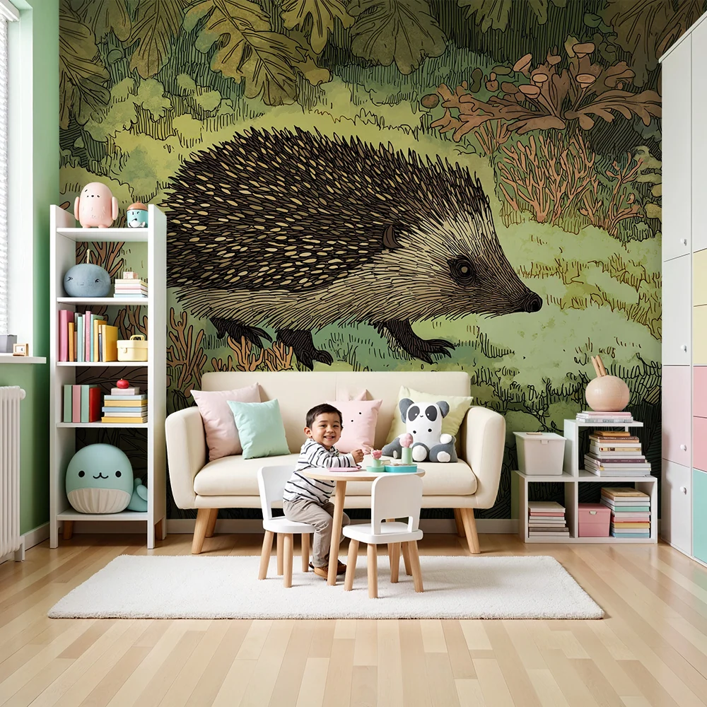 Kids room wallpaper | Ježek v kouzelném lese