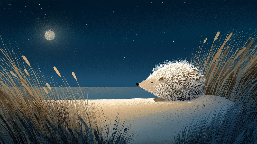 Kids room wallpaper | Ježek pod měsícem v noční krajině