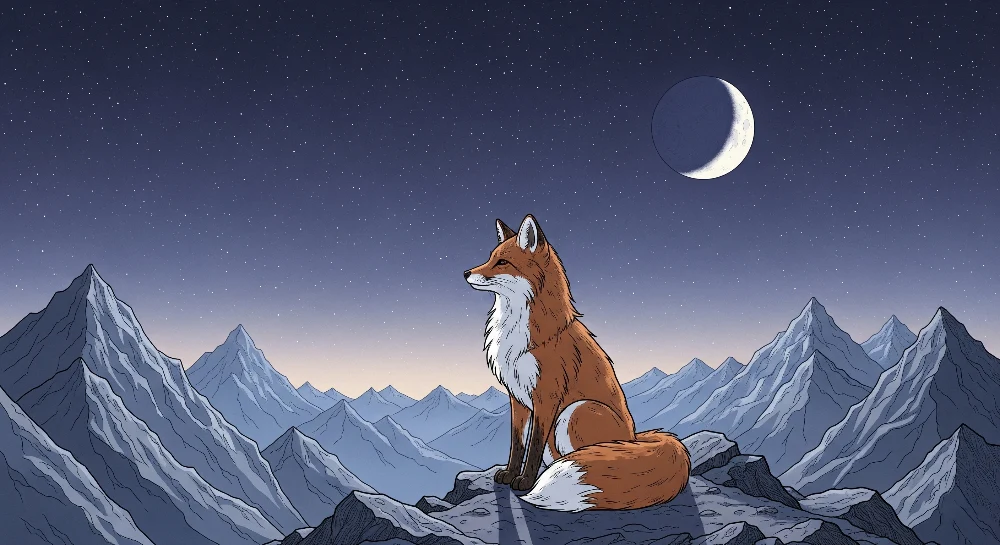 Kids room wallpaper | Majestic fox under starry sky