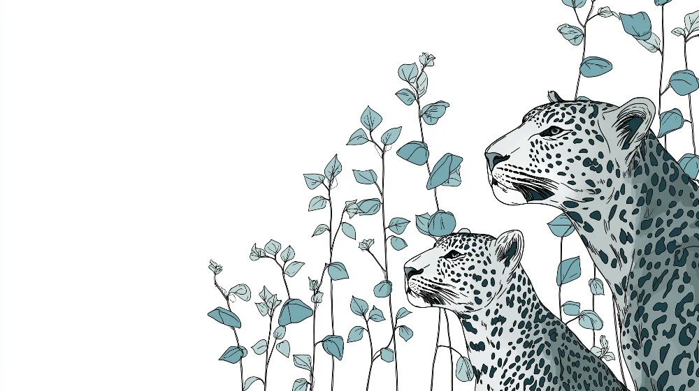 Kids room wallpaper | Majestic leopards and delicate foliage