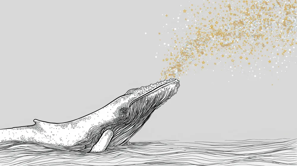 Kids room wallpaper | Majestic whale and sparkling stars