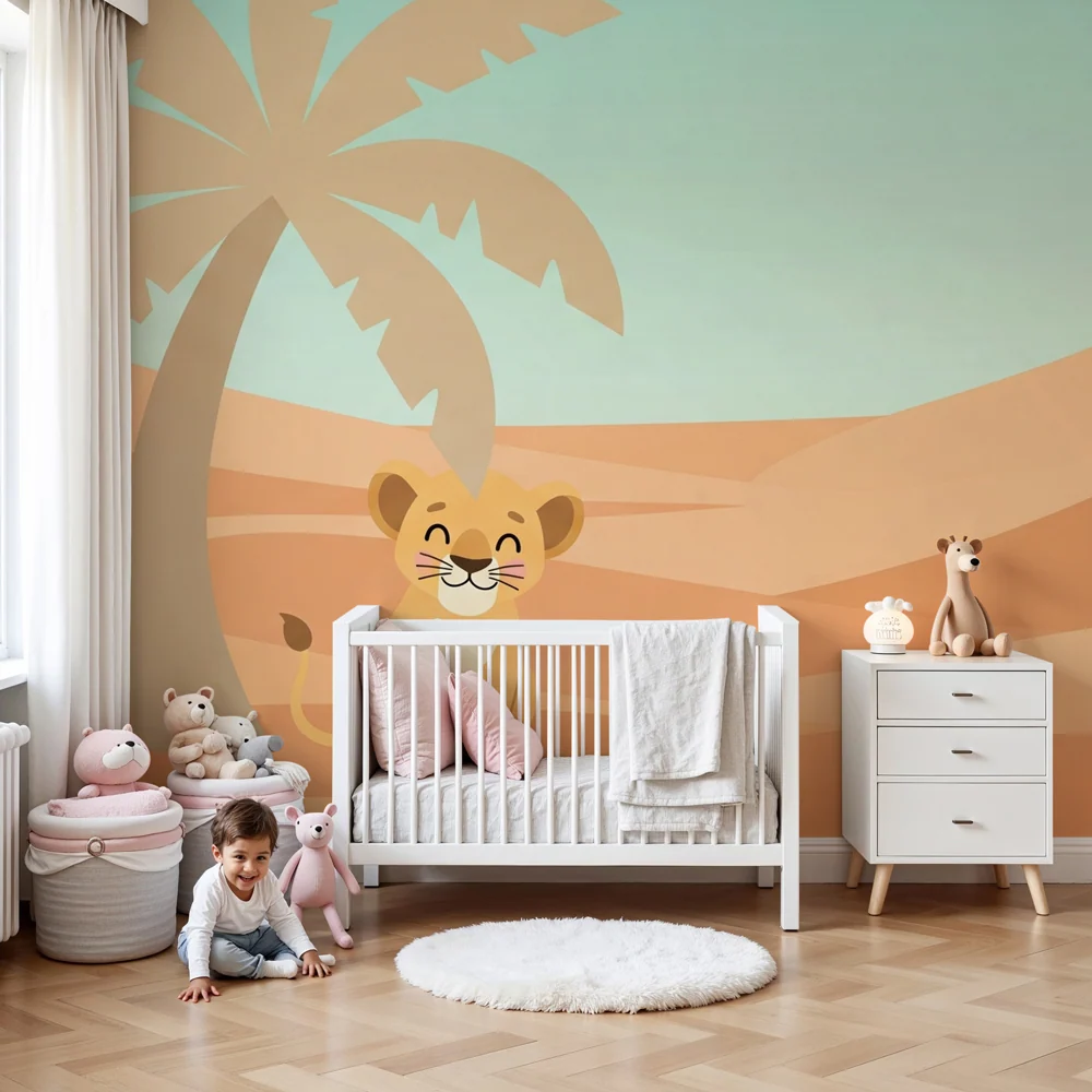 Kids room wallpaper | Malý lev v poušti