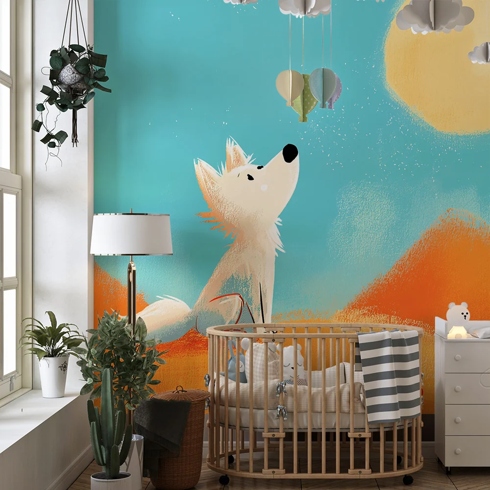 Kids room wallpaper | Malý lišák pod sluncem v pouštní krajině
