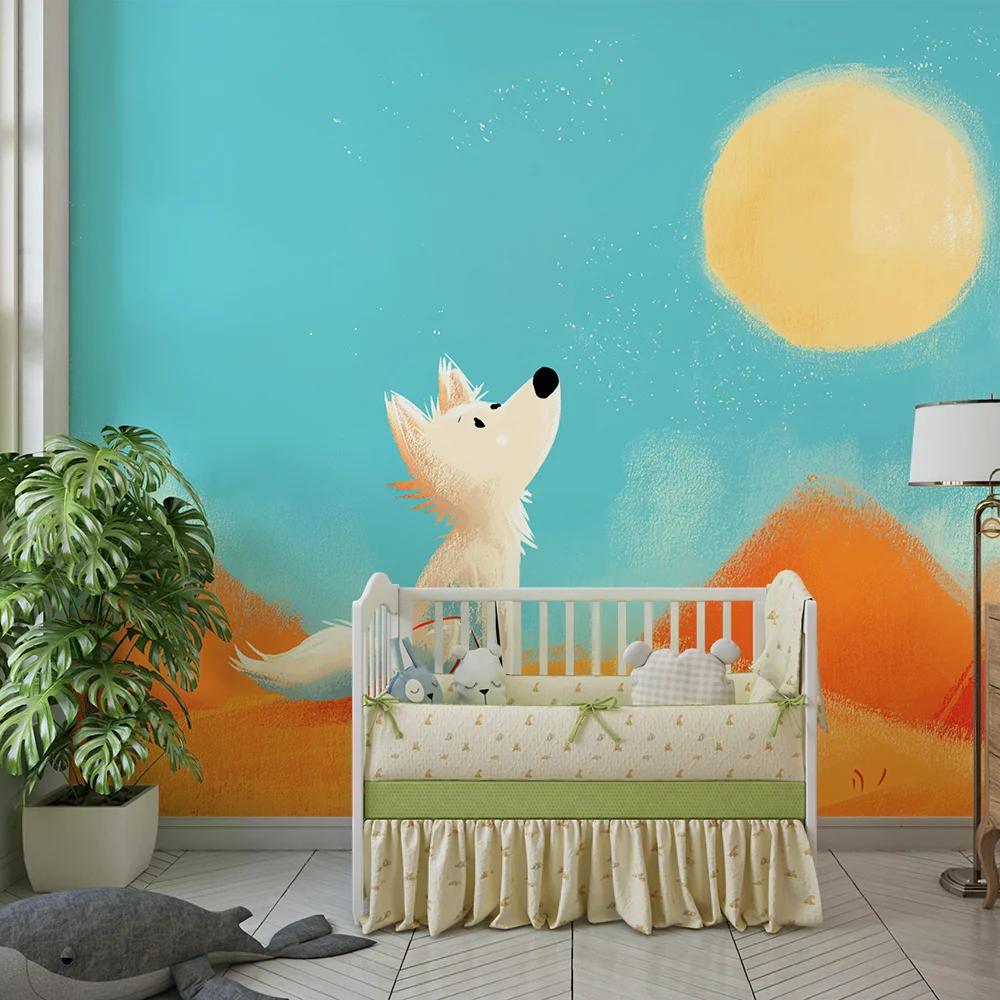 Kids room wallpaper | Malý lišák pod sluncem v pouštní krajině