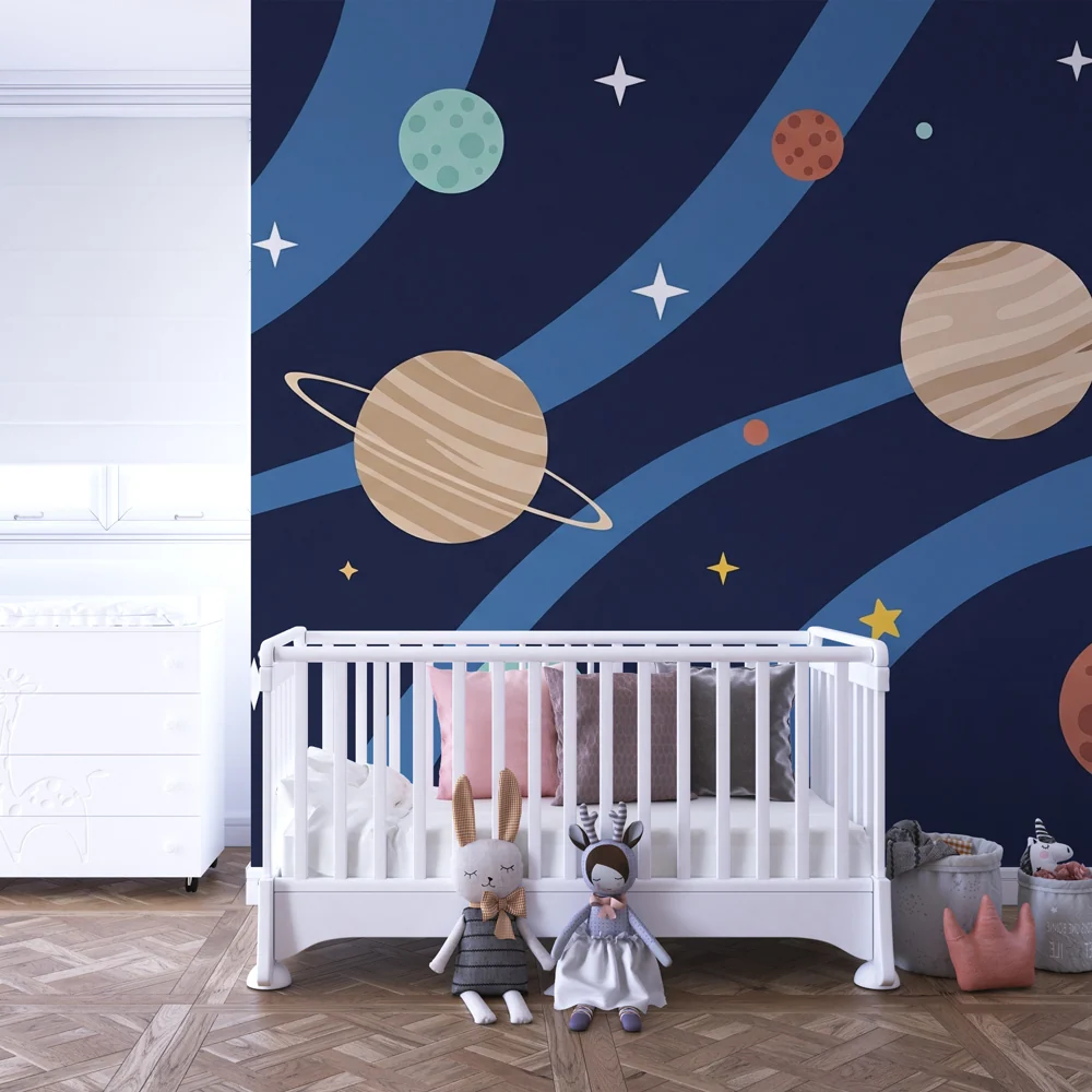 Kids room wallpaper | Meziplanetární cesta s planetami