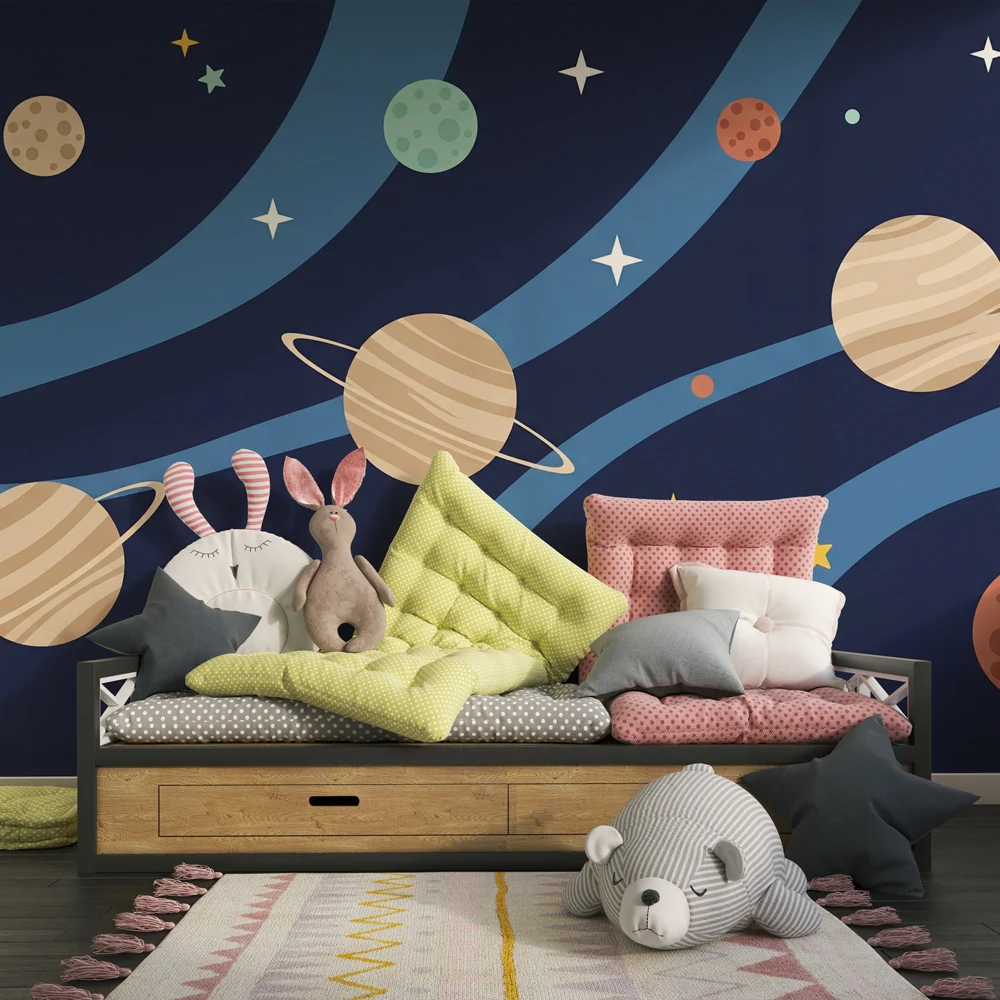 Kids room wallpaper | Meziplanetární cesta s planetami