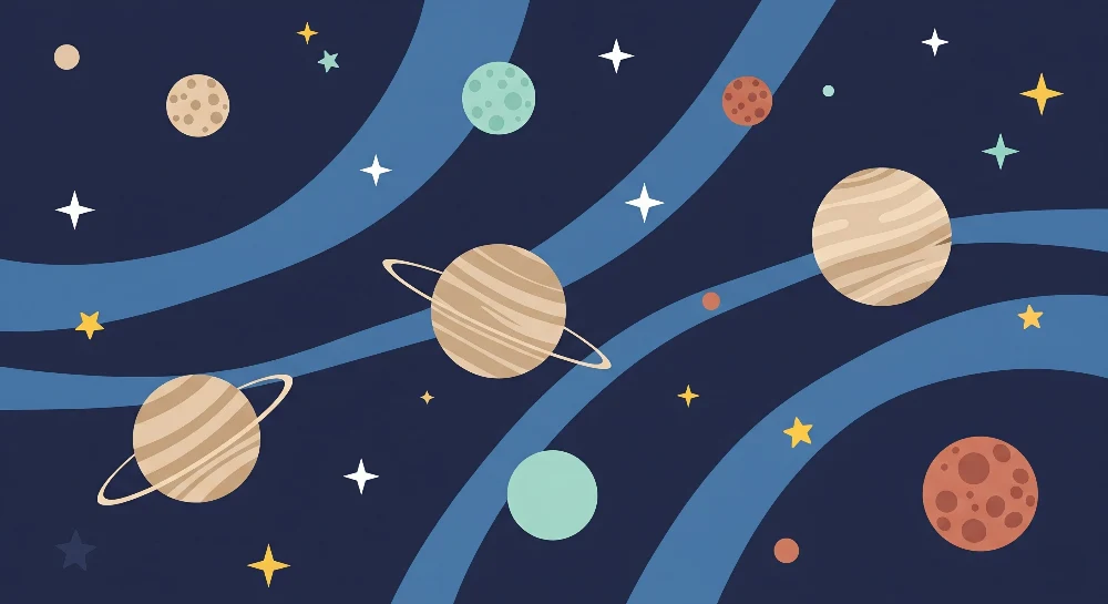 Kids room wallpaper | Meziplanetární cesta s planetami