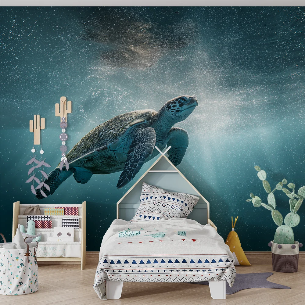 Kids room wallpaper | Mořská želva plave v průzračných vodách