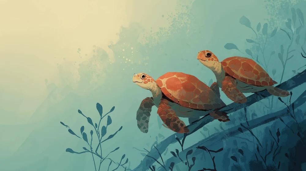 Kids room wallpaper | Mořské želvy zkoumající hlubiny oceánu