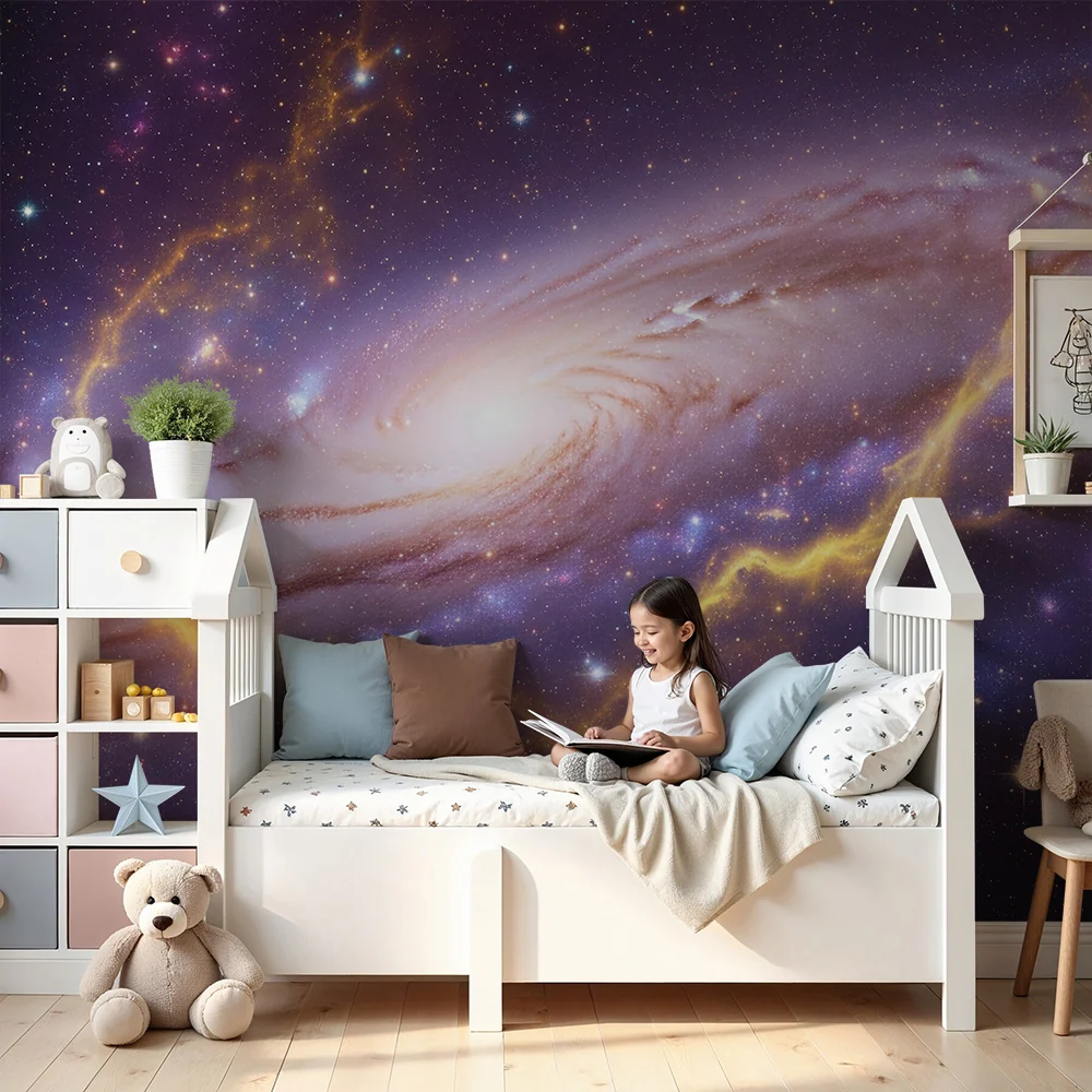 Kids room wallpaper | Mystická galaxie s třpytivými hvězdami
