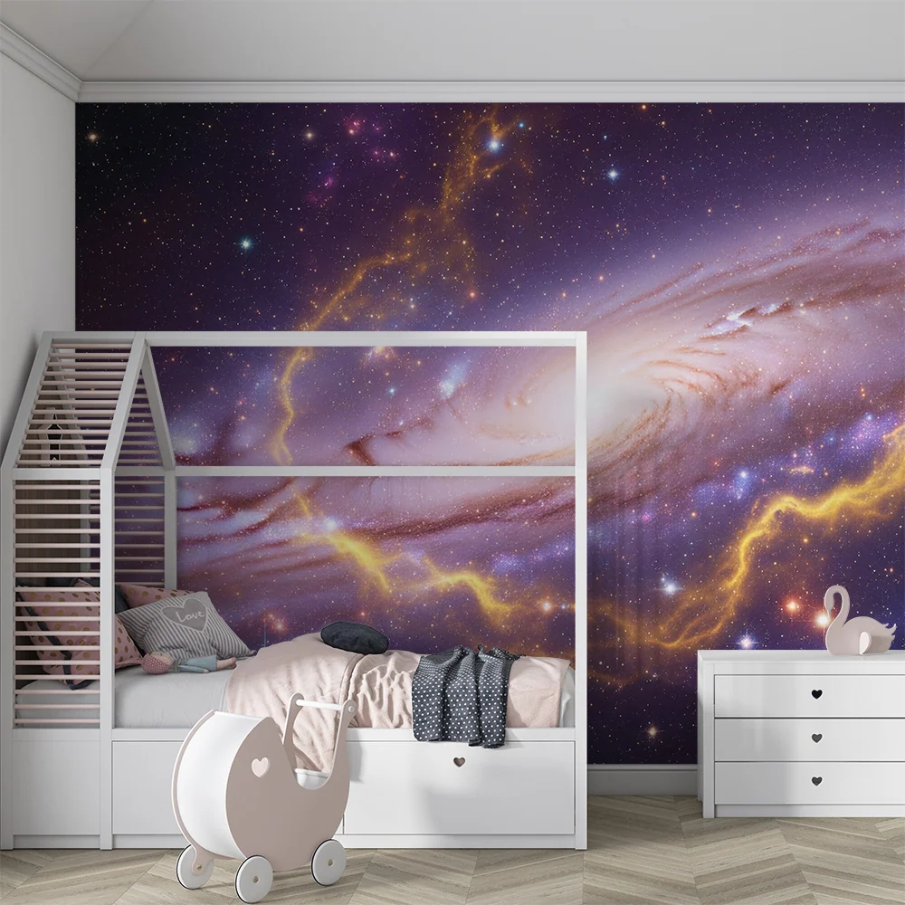 Kids room wallpaper | Mystická galaxie s třpytivými hvězdami