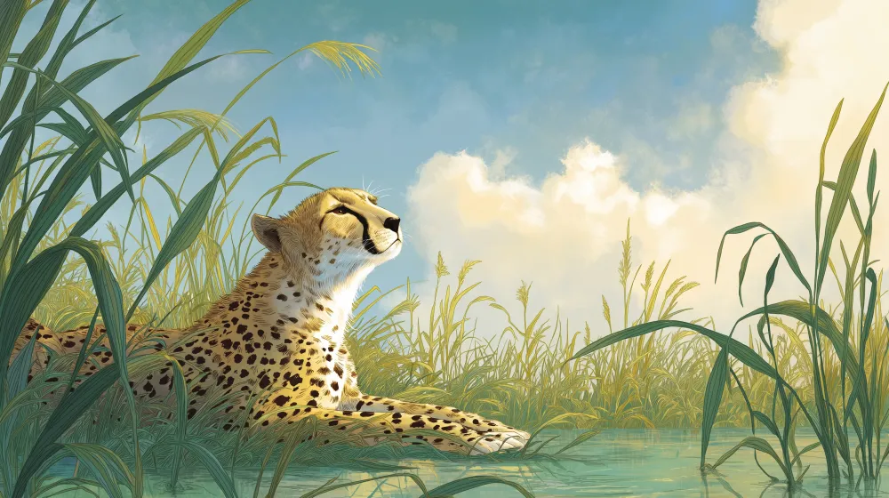 Kids room wallpaper | Peaceful leopard green savannah