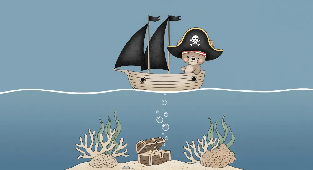 Kids room wallpaper | Podmořské dobrodružství s pirátským medvědem