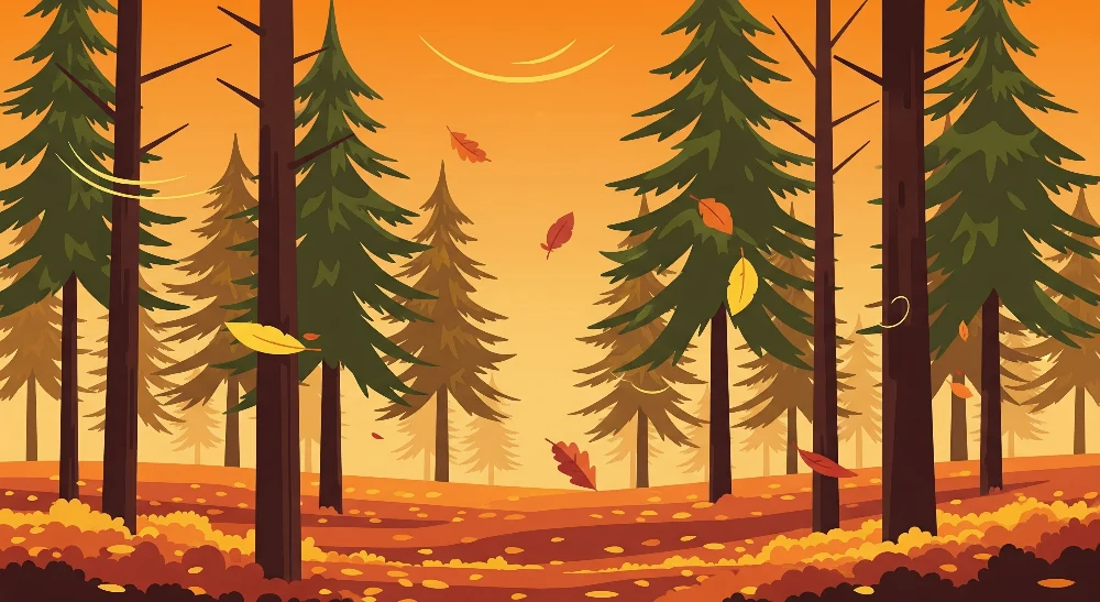 Kids room wallpaper | Podzimní les s pestrou listovou zelení
