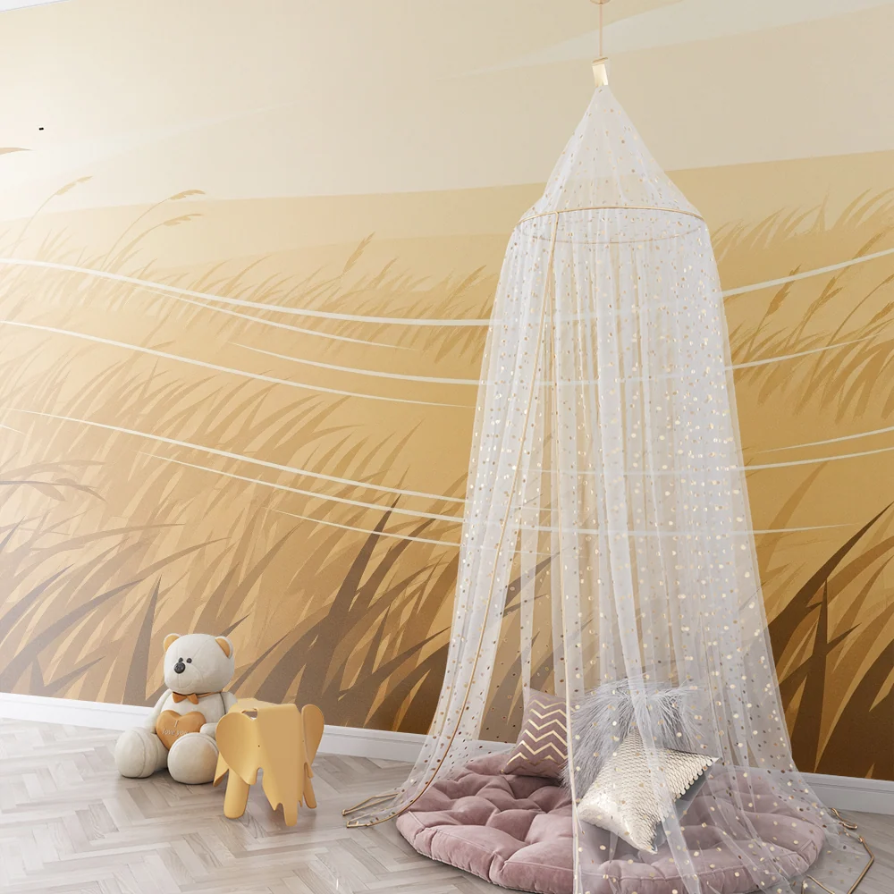 Kids room wallpaper | Pole zlaté pšenice pod uklidňující oblohou
