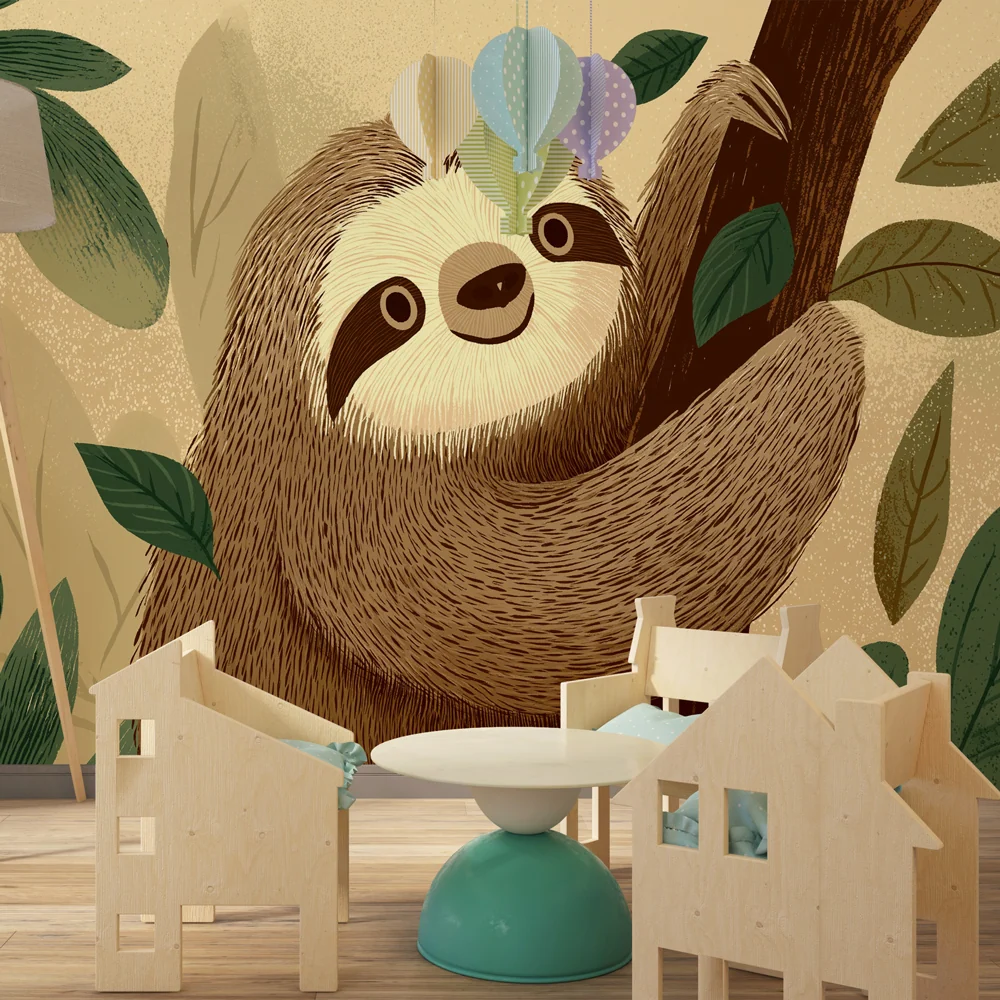 Kids room wallpaper | Roztomilí lenoši v džungli