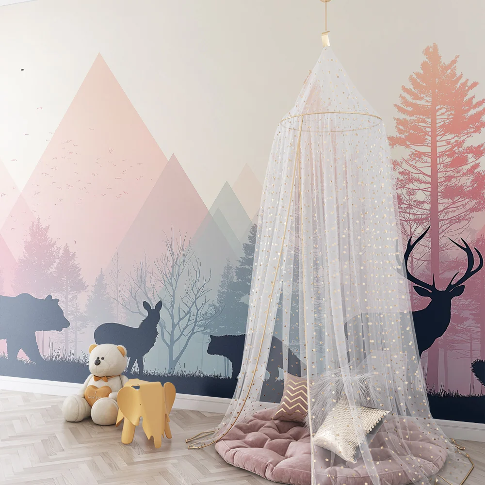 Kids room wallpaper | Siluety divokých zvířat v barevném lese