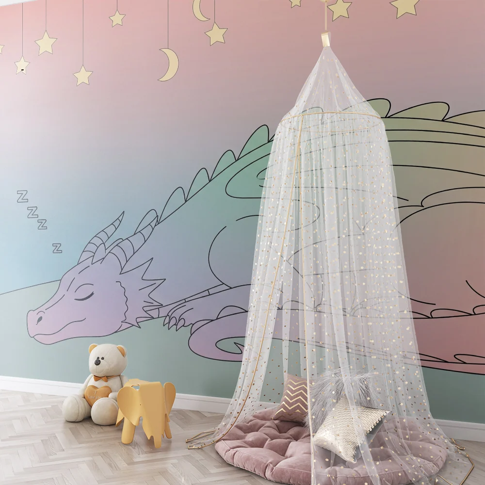 Kids room wallpaper | Spiací drak pod hvězdnou oblohou