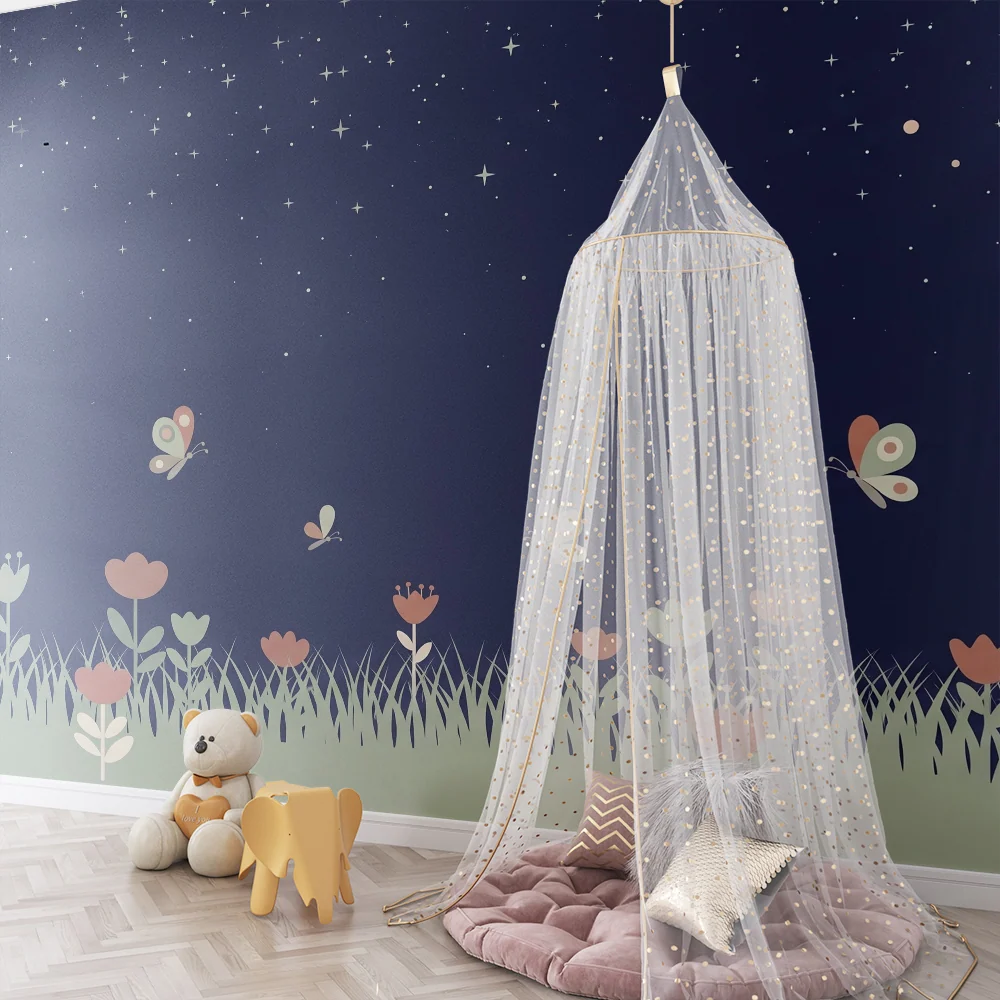 Kids room wallpaper | Starry garden butterflies