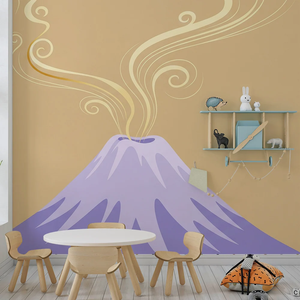 Kids room wallpaper | Stylizovaný sopka s barevnými výpary