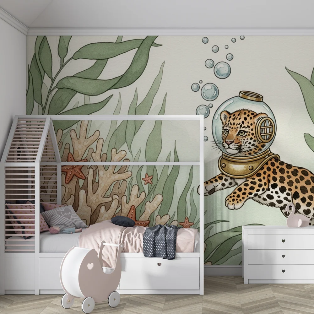Kids room wallpaper | Submarine Leopard Adventurer
