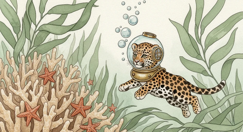 Kids room wallpaper | Submarine Leopard Adventurer