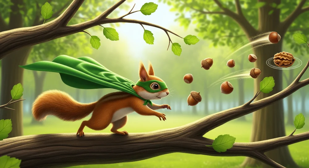 Kids room wallpaper | Superhero squirrel enchanted forest