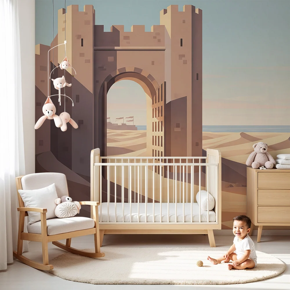 Kids room wallpaper | Tajemný hrad v slunečné poušti
