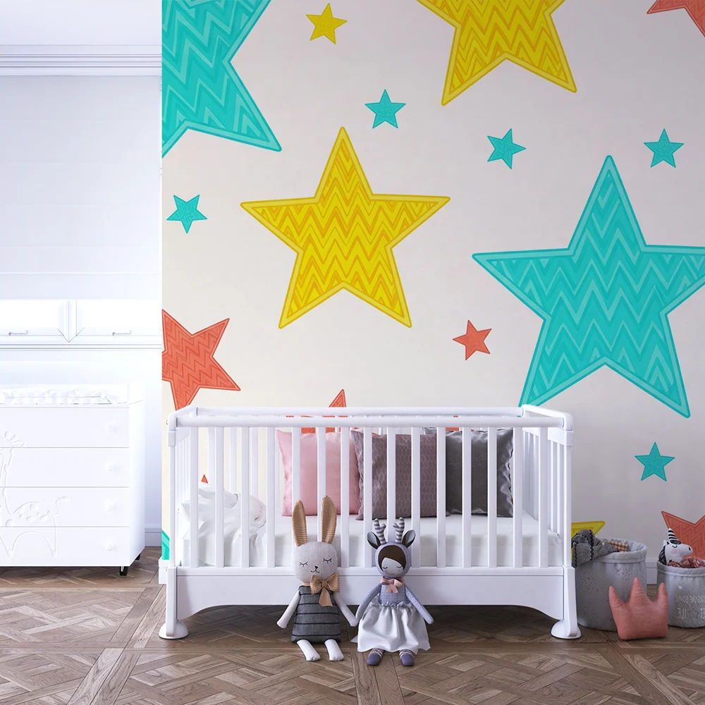 Kids room wallpaper | Velké barevné hvězdy