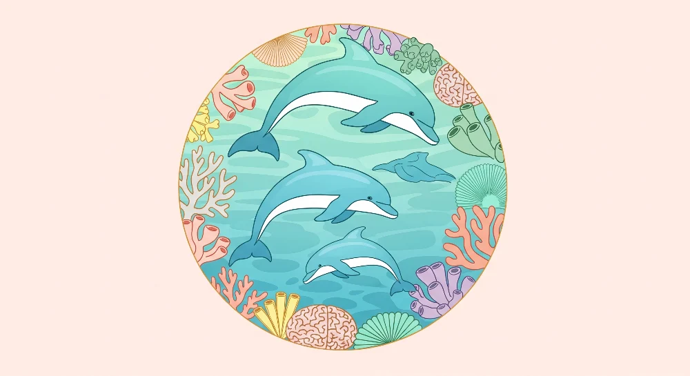 Kids room wallpaper | Veselí delfíni v barevném podmořském světě