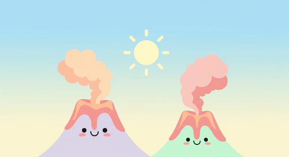 Kids room wallpaper | Vesuvius smiling under pastel sky