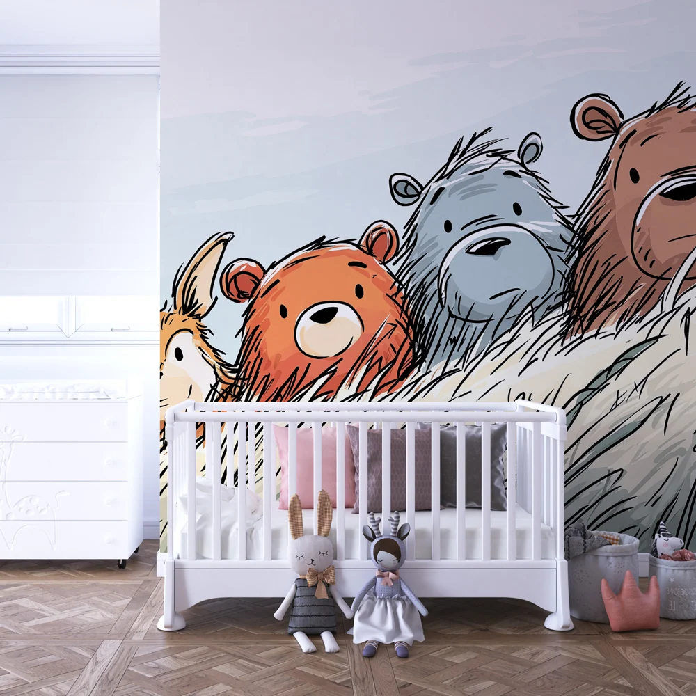 Kids room wallpaper | Zábavné lesní zvířata