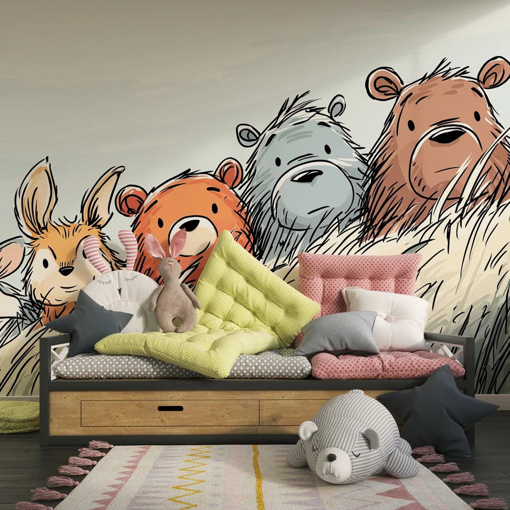 Kids room wallpaper | Zábavné lesní zvířata